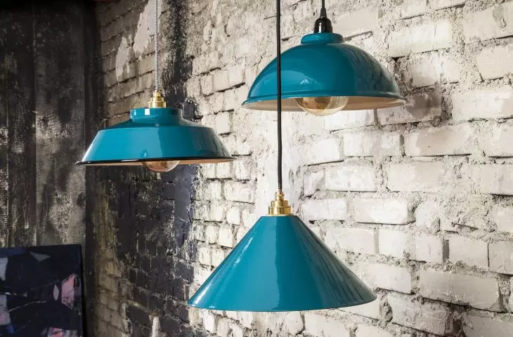 Turquoise enamel lamps