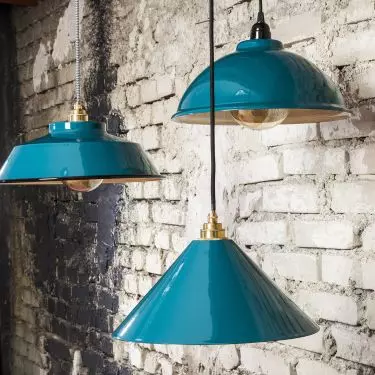 Turquoise enamel lamps
