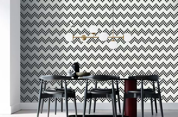 Puro mosaic from the Basic collection in a dining room arrangement
