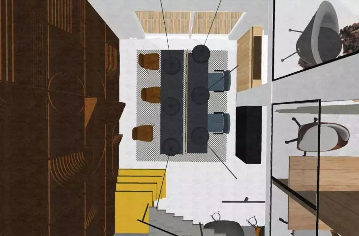 Coworking space, top view