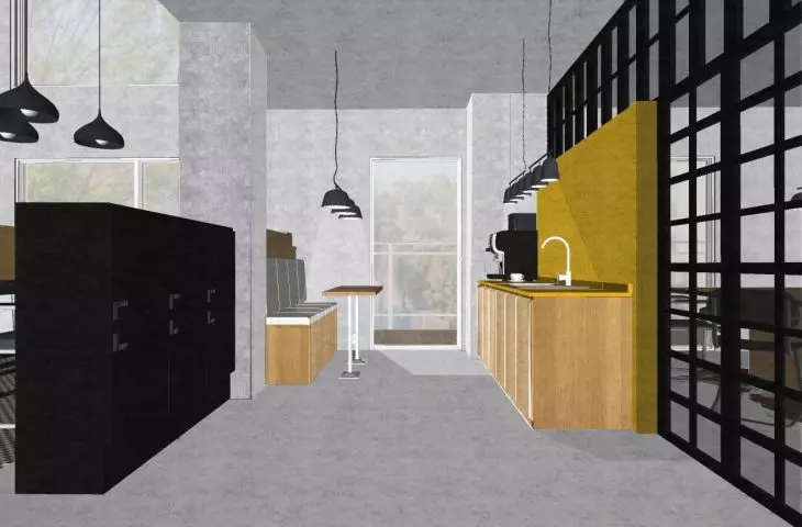 Coworking space is located in a block of flats in Lodz, Poland