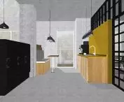 Coworking space is located in a block of flats in Lodz, Poland
