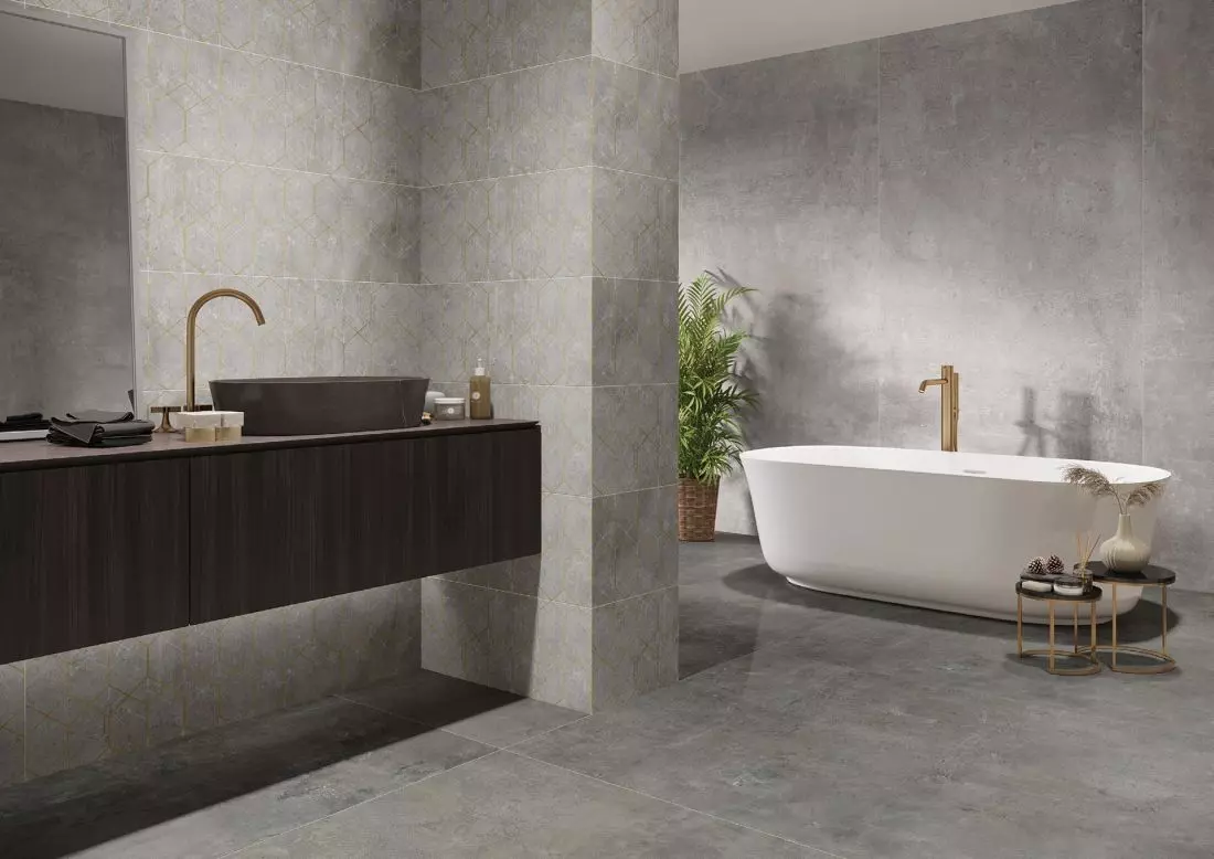 Softcement
silver/graphite, dekor silver geo