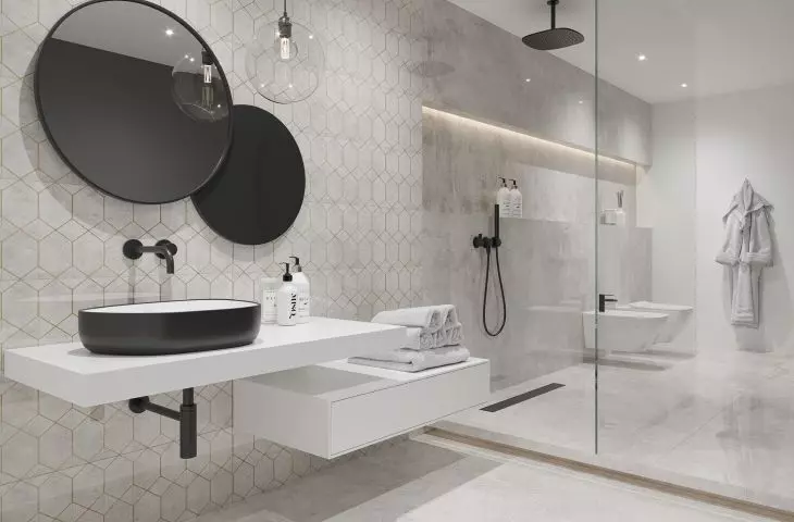 Softcement white, decor geo collection
