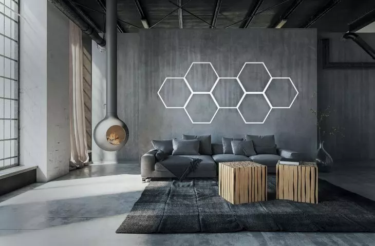 Kilka Hexagonów łączy się w instalację ścienną lub sufitową