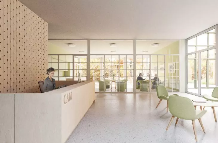 Visualization of the reception area at CAM Wawer