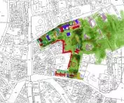 red dots indicate pavilions - small, light spaces