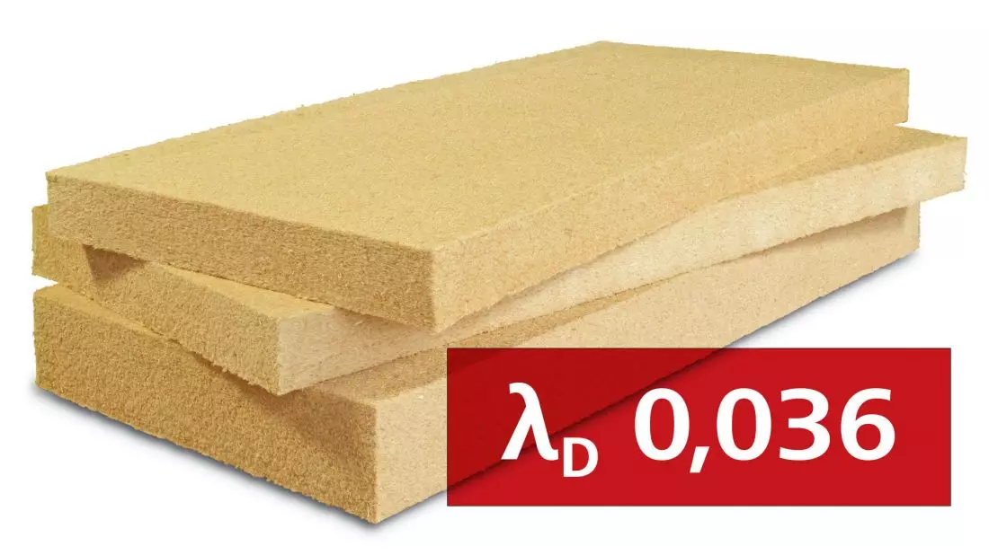 STEICOflex 036 posiada
najniższą przewodność cieplną pośród wszystkich znanych naturalnych materiałów termoizolacyjnych