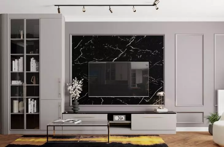 When designing the living room storage furniture, the architect paid great attention to detail.