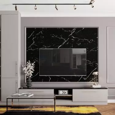 When designing the living room storage furniture, the architect paid great attention to detail.