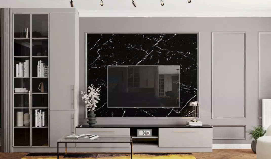 When designing the living room storage furniture, the architect paid great attention to detail.