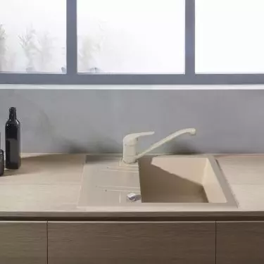 FERRO Mezzo II - Single-bowl kitchen sink 58x48 cm, sand Freya - stand mixer tap for granite sinks