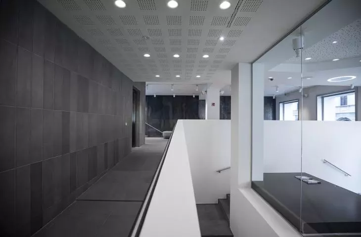 Gyptone Point 80 - sound-absorbing panels for coffered ceilings