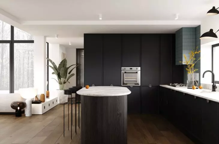 Kitchen with an island