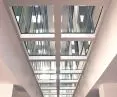 Transparent glass fire ceiling in hospital building
