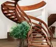 Kosipo wood staircase, balustrade two ribbons with carved elements. 