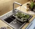 Cristadur® Mono N100 sink in Stone + Piega 547.121 faucet with pull-out spout + steel insert with frame