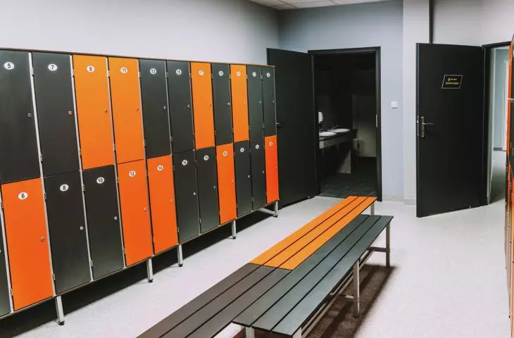 Clothes lockers, pool lockers, benches made of HPL board