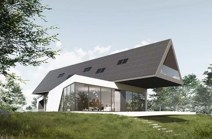 Dach solarny z modułami monokrystalicznymi glass-glass