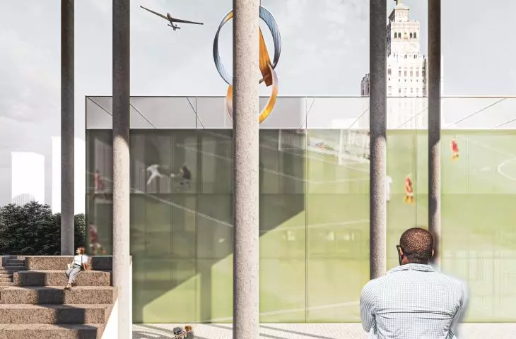 VARSO SPORT project, a public space was created under the office building