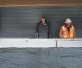 Self-closing system in use - underground garage entrance (Boulder, California, USA)