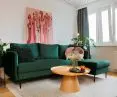 Mokotow apartment, living room with pink flamingos