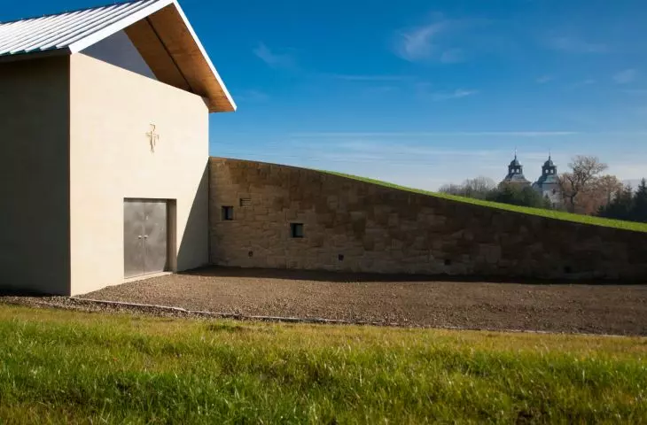 Front elevation of the chapel and function buildings
