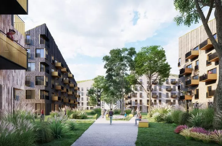 Visualization of the estate on Sosnowiecka Street - view of the urban axis