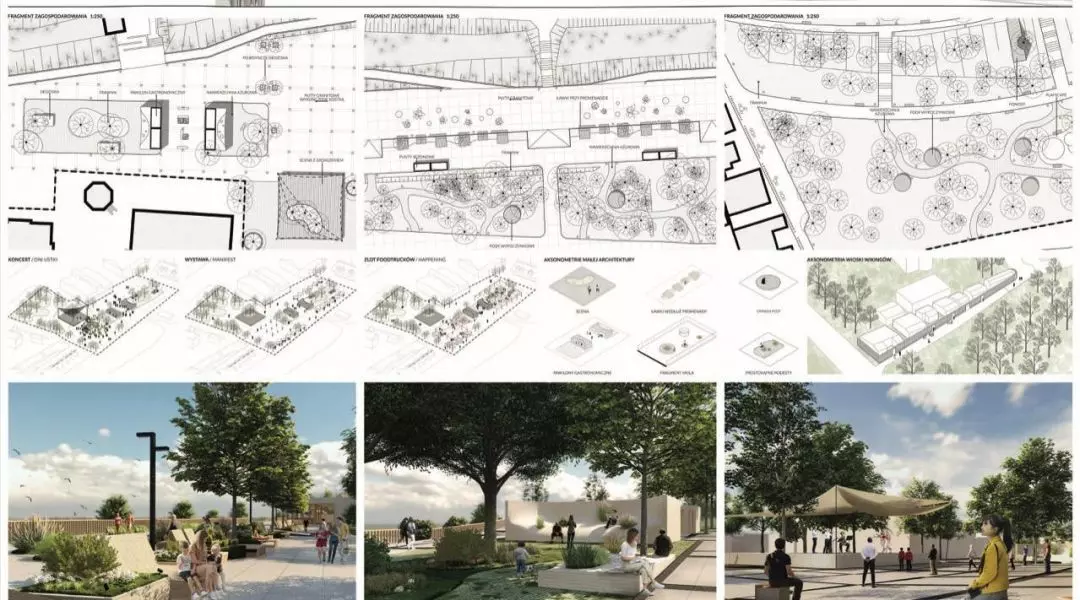II Nagroda w konkursie na projekt Promenady Nadmorskiej w Ustce, plansza konkursowa