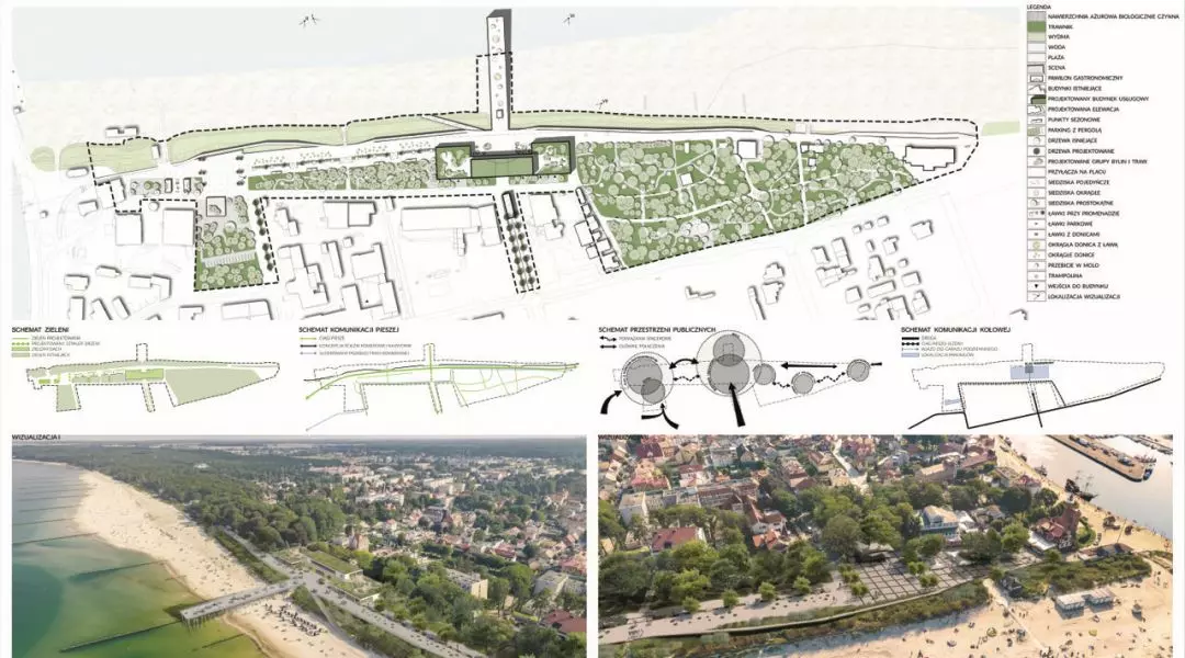II Nagroda w konkursie na projekt Promenady Nadmorskiej w Ustce, plansza konkursowa