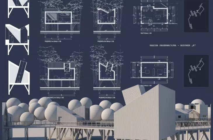 Projekt obserwatorium w Ostoi Ciemnego Nieba, kabiny obserwacyjne