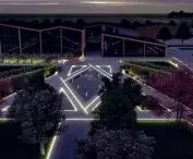 Projekt kompleksu produkcji cydru w Belsku Dużym widok nocą