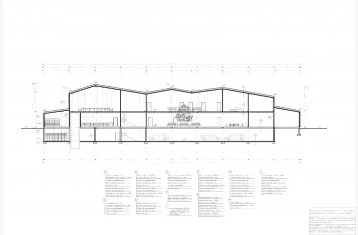 A-A cross-section of the main building