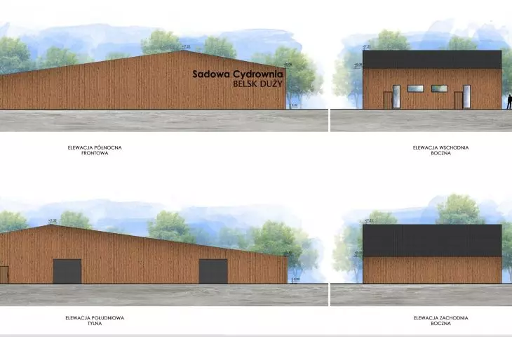 Elevations of the warehouse and production building