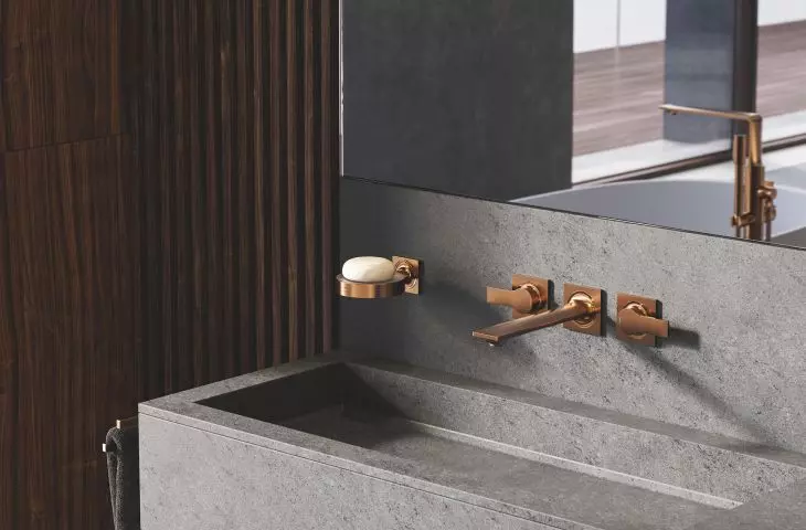 GROHE Allure Brushed Warm Sunset three-hole wall-mounted basin faucet