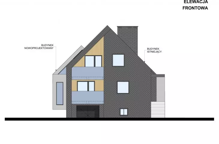Levitating pool house, front elevation