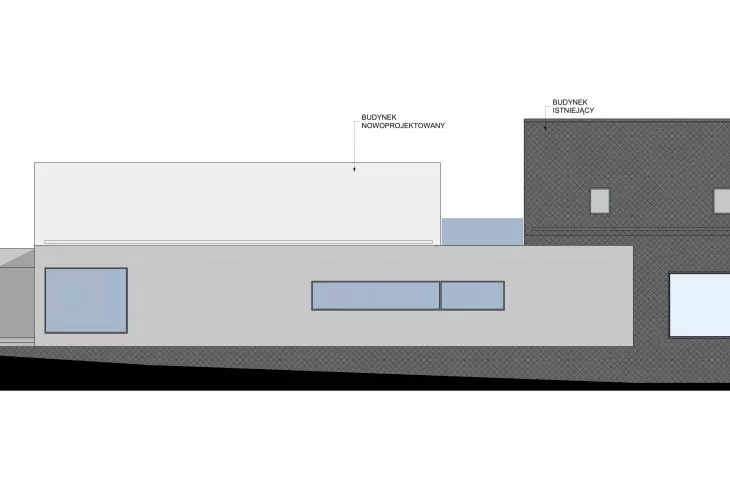 Levitating house with pool, south elevation