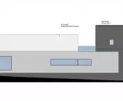 Levitating house with pool, south elevation