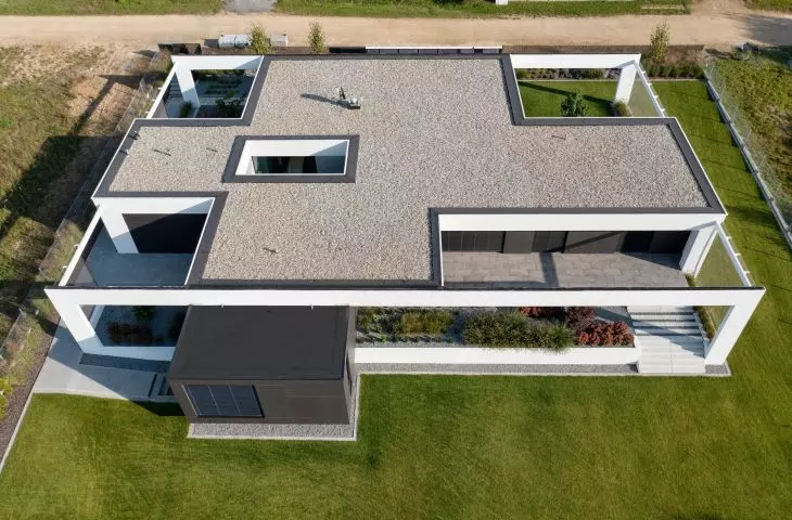House on one level from a bird's eye view