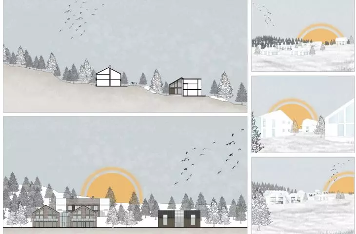 Minnes Farm Wakefield. Architektura mieszkaniowa przyjazna środowisku, przekroje i wizualizacje