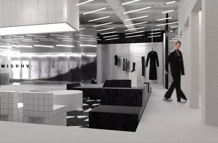 Wnętrze showroomu MISBHV oparte jest o kontrasty