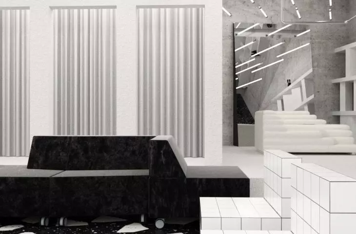 Wnętrze showroomu MISBHV, strefa przymierzalni