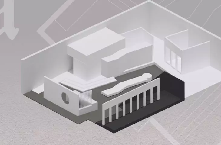 Wnętrze showroomu MISBHV, inspirowany brutalizmem