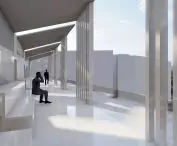 Railroad to the better living tiny house, as a bridge over train tracks