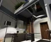 Railroad to the better living tiny house, as a bridge over train tracks