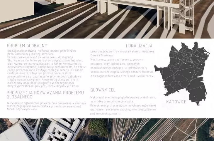 Railroad to the better living tiny house, as a bridge over train tracks
