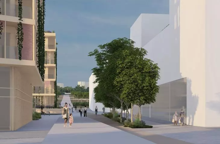 Projekt Urban Pill, ciąg pieszy z widokiem na Mistrzejowice