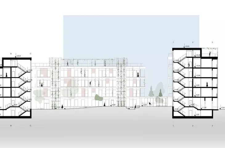 Projekt Urban Pill, przekrój A-A