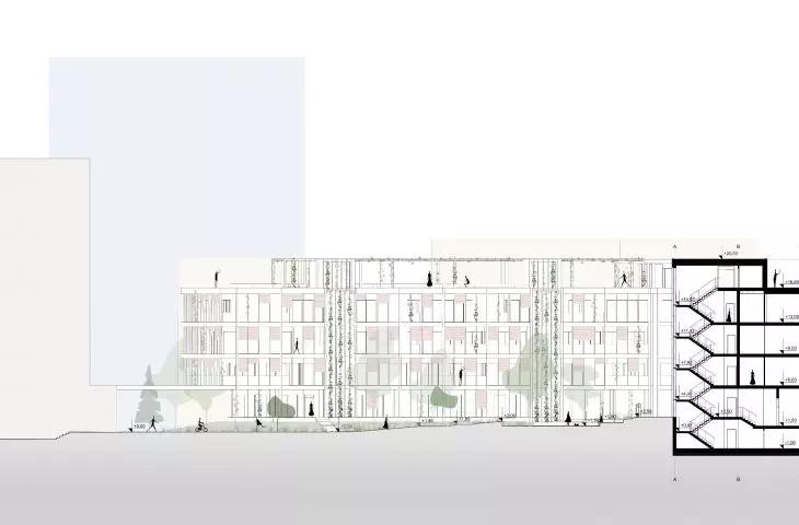 Projekt Urban Pill, przekrój B-B