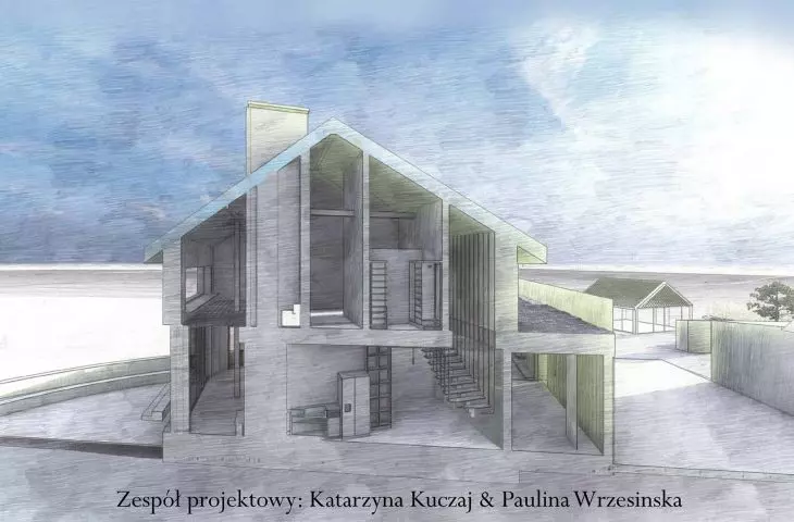 The house consists of two blocks with a rectangular base